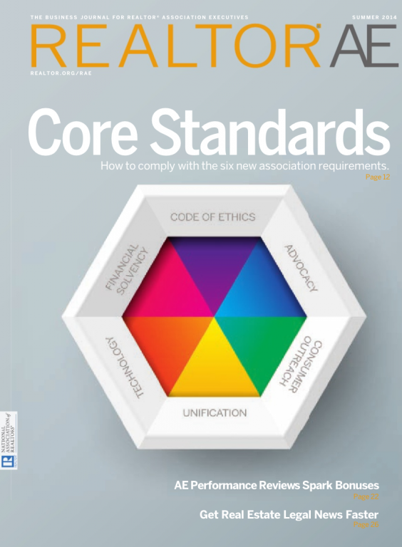 Cover of the 2014 Summer issue of REALTOR® AE Magazine: Core Standards