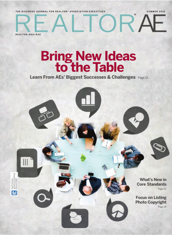 Cover of the 2016 Summer issue of REALTOR® AE Magazine: Bring New Ideas to the Table