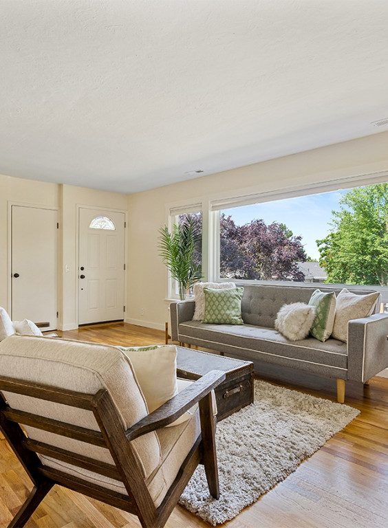 View of living room facing the front door