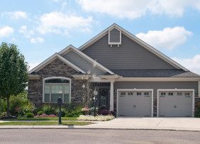 Gray house with two-car garage