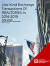 Cover of the Like-Kind Exchange Transactions of REALTORS® in 2016-2019 report