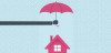 Illustration of umbrella over house