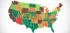 Colorful illustration of U.S. states