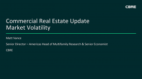 Cover slide: Commercial Real Estate Update Market Volatility, Matt Vance